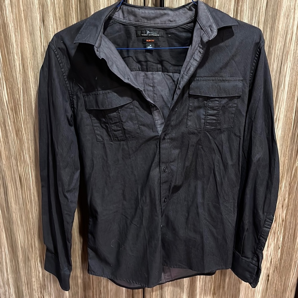 Marc Anthony Button Down. Slim Fit. Black.